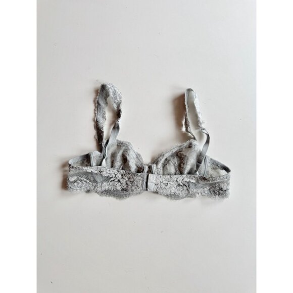 Vintage LA PERLA Silver Sage Green Stretch Lace Demi Balconette Bra, Size 3 - Picture 6 of 16
